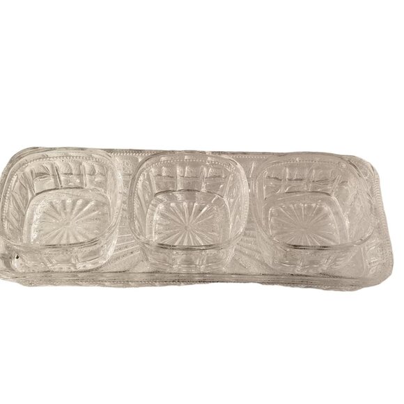 Crystal Relish Server 4-piece Server Serving Bowls Tray Set - Picture 9 of 16